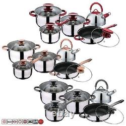 10 Pcs Induction Hob Stainless Steel Saucepan Casserole Dining Cookware Pot Set