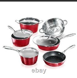 10-Piece Aluminum Hammered Ultra-Durable Non-Stick Diamond Infused Cookware Set