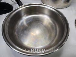 10 Piece Cookware Set Saladmaster Stainless Steel 18-8 Tri-Clad Vapo Lids Pots