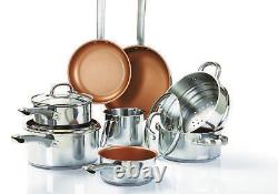11 Piece Stainless Steel & Copper Non-Stick Cookware Set