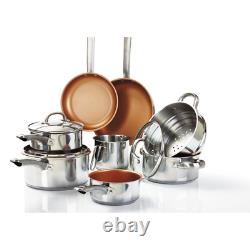 11 pieces Cookware Set Stainless Steel Copper Non-Stick Healthy Cooking