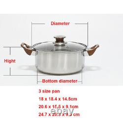 12Pcs Stainless Steel Cookware Set Pot Saucepan Set Glass Lid Kitchen Cooking