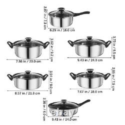 12X Stainless Steel Induction Pan Set Glass Lids Cookware Pot