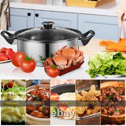 12X Stainless Steel Induction Pan Set Glass Lids Cookware Pot