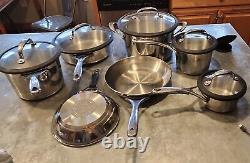 12 Pc KitchenAid QQQ11T Stainless Steel Impact Bonded Even Heat Base cookware