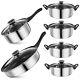 12 Pcs Pots Stainless Steel Cookware Saucepan Cooking Pans Induction Cookwares