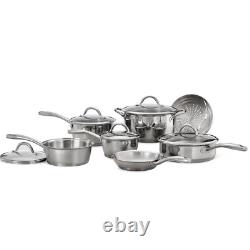 12 Piece Gourmet Stainless Steel Cookware Set Induction Compatible