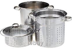 12 Quart Stock Pot Pasta Cooker With Strainer Stainless Steel Cookware 4 Pcs Set