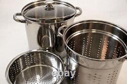 12 Quart Stock Pot Pasta Cooker With Strainer Stainless Steel Cookware 4 Pcs Set