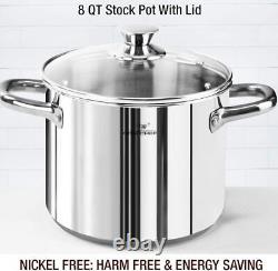 14-Piece Nickel Free Stainless Steel Cookware set no coating no risk