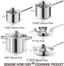 14-Piece Nickel Free Stainless Steel Cookware set no coating no risk