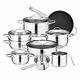 14 Piece Pan Saucepan Set Cookware Pot Stainless Steel Bakelite handle Velaze OR