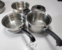 14 pc Set Vintage T304S Saladmaster Cookware Pots Pans Vapo Lids Steamer Steel