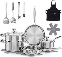 16-Piece Stainless Steel Cookware Set, Induction, with Utensils