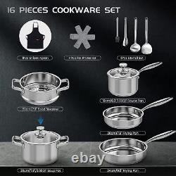 16-Piece Stainless Steel Cookware Set, Induction, with Utensils