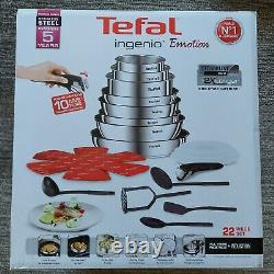 22 Piece Tefal Ingenio Emotion Cookware Set Premium Stainless Steel Pan Set 9 19
