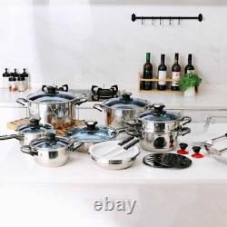 25 Piece Stainless Steel Cookware Saucepan Set Pan Pot Kitchen Cooking With Lids