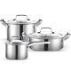 3Pcs Cookware Set Works Stockpot Frying Pan with Glass Lids Ergonomic Handle