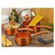 3 PCS Ceramic Copper Induction Cooking Pots Lid Saucepans Cookware Set
