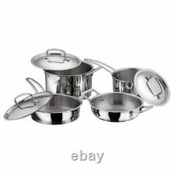4Pcs Stainless Steel Induction Cookware Set Stock Pot Saucepan t Fry Pan Wok Lid