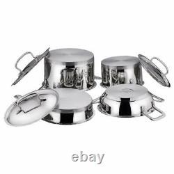 4Pcs Stainless Steel Induction Cookware Set Stock Pot Saucepan t Fry Pan Wok Lid