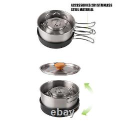 4X Stainless Steel Camping Cookware Set Folding Cookset Camping Kitchen Cooking