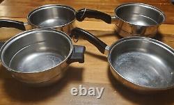 4 Vintage SALADMASTER COOKWARE Pots Pans and 2 Lid Lot STAINLESS STEEL Nice Set