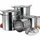 5Pc Large Stainless Steel Catering Deep Shallow Stock Pot Stockpot Cookware Set