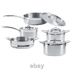 5Pcs/Set Stainless Steel Cookware Kit Milk Pan Stew Soup Pot Frying Pan Steamer
