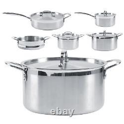5Pcs Stainless Steel Cookware Kit Milk Pan Stew Soup Pot Frying Pan