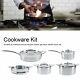 5 Pcs Stainless Steel Cookware Set Pots and Pans with Lids + Cooking Steamer