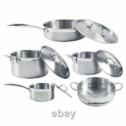 5 Pcs Stainless Steel Cookware Set Pots and Pans with Lids + Cooking Steamer