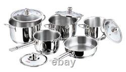 5 Pcs Stainless Steel Induction Base Cookware Set Saucepan Fry Pan Stock Pot
