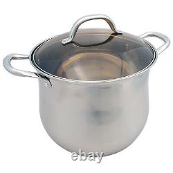 6Pc Stainless Steel Kitchen Cookware Stockpot Casserole Pot Set With Glass Lids