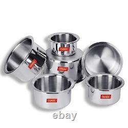 6 Pcs Set of Stainless Steel Tope set & Gas tope set Patila Bhagona set Cookware