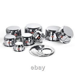 6 Pcs Stainless Steel Induction & Gas Tope Set With Lid Patila Bhagona cookware