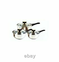 6 Piece Stainless Steel Cookware Pot Set With Glass Lids
