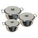 6pc Induction Hob Stainless Steel Casserole Stockpot Pot Steel Lids Cookware Set