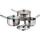 6pc Stainless Steel Cookware Saucepan Pan Pot Set Kitchen Glass LID Set