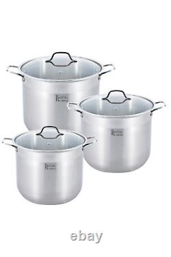 6pcs Stainless Steel High Quality Deep Stock Pot Cookware set NEW