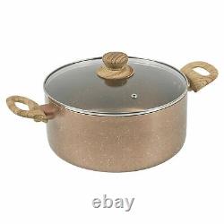 7 PCS Ceramic Coated Rose Gold Induction Cooking Pots Frying Pan Cookware Set