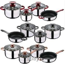 7 Pcs Induction Hob Stainless Steel Saucepan Casserole Pot Cookware Dining Set