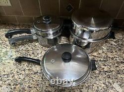 7 Pcs Saladmaster T304S Stainless Steel Cookware Stock Pot Skillet Pot