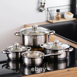 7 Piece Cookware Set Stainless Steel Kitchen Cooking Pot Home Pan Frying Sets