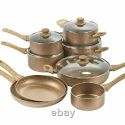 8 PCS Ceramic Coated Rose Gold Induction Cooking Pots Frying Pan Cookware Set