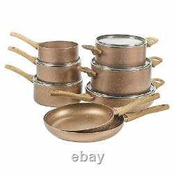 8 PCS Ceramic Coated Rose Gold Induction Cooking Pots Frying Pan Cookware Set