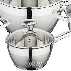 8 Pcs Induction Hob Stainless Steel Saucepan Casserole Pot Dining Cookware Set