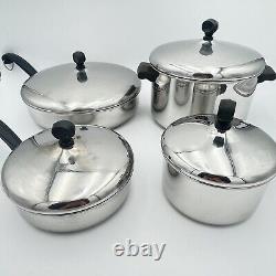 8 Piece FARBERWARE Durable Stainless Steel Pans Pots Set Cookware Vintage