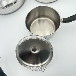 8 Piece FARBERWARE Durable Stainless Steel Pans Pots Set Cookware Vintage