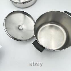 8 Piece FARBERWARE Durable Stainless Steel Pans Pots Set Cookware Vintage